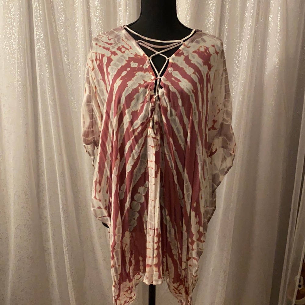 YOUNG and FABULOUS and BROKE Tie dye sheer cover up